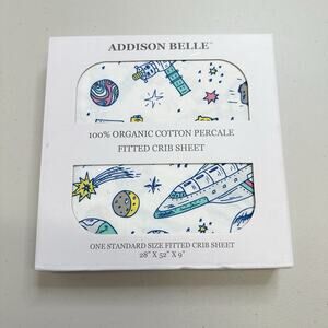 ADDISON BELLE NEW Organic 100% Cotton Fitted Crib Sheet OUTER SPACE